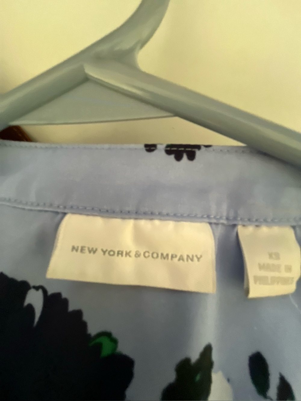 New York & Company Sky Blue Floral Print Silky Dress knee length
